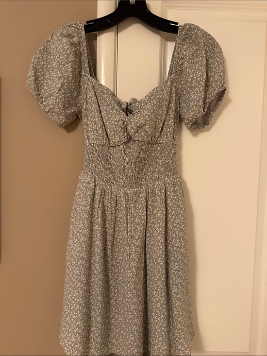 Dresses & Skirts - Smocked Puff Sleeve Floral romper in Sage Green